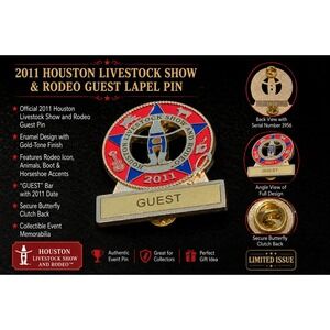Houston Livestock Show and Rodeo 2011 Guest Lapel Pin Red Blue Star Gold Tone